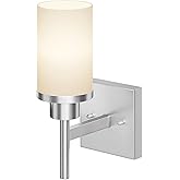 AONEON Bathroom Light Fixtures Brushed Nickel Vanity Lights with White Frosted Glass Shade, Wall Lamp for Mirror Kitchen Bedr