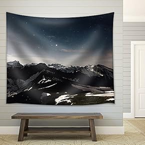 Starry Sky Over Mountain Peak - Fabric Wall Tapestry Home Decor - 51x60 inches