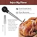 Large Turkey Baster Staineless Steel with Syringe, Meat Thermometer Probe Instant Read, Basting Brush, Cleaning Brush - 5 Pc Set - Oven and Dishwasher Safe (Combo)