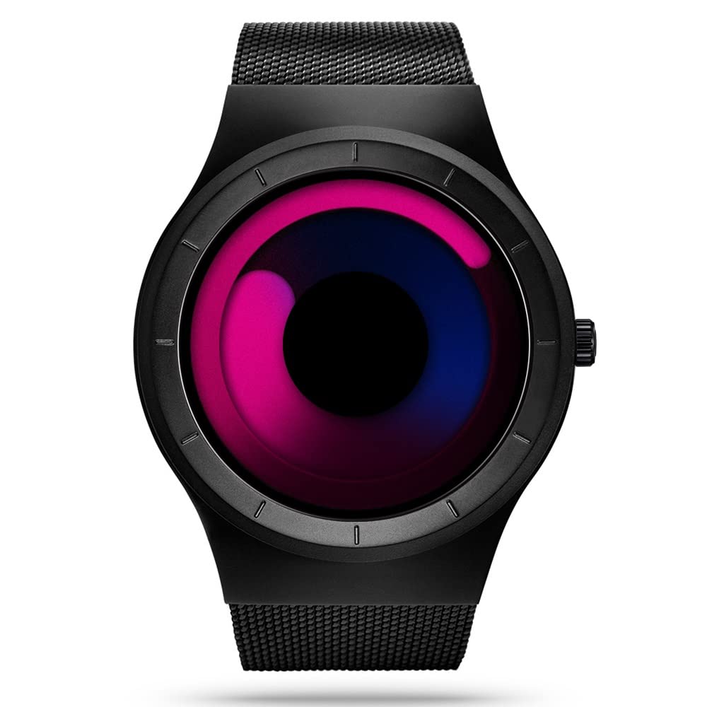 SINOBI Business Watches Men Fashion Original Design Watch Men Steel Mesh Men's Watch Clock Relogio Masculino Creative Wristwatch (S9807G-Black/Red)