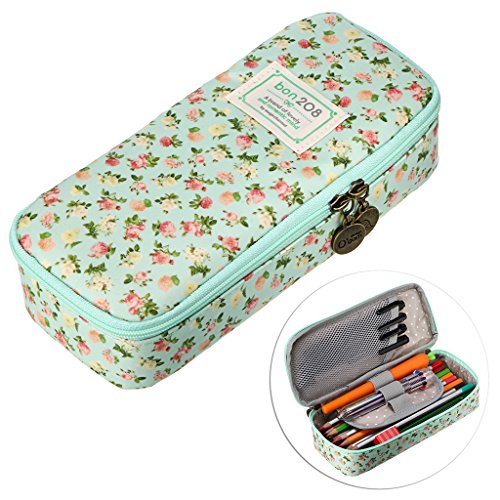 Btsky cute pencil case -- high capacity floral pencil pouch stati…