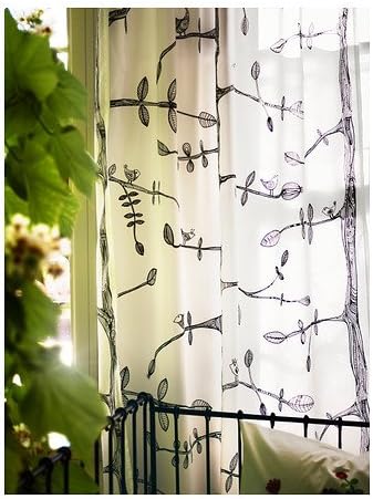 Ikea Eivor Curtains 1 Pair White Black 145x300 Cm Amazon Co