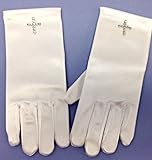 First Communion Gloves with Rhinestone Crystal Cross - Girls First Communion Gloves
