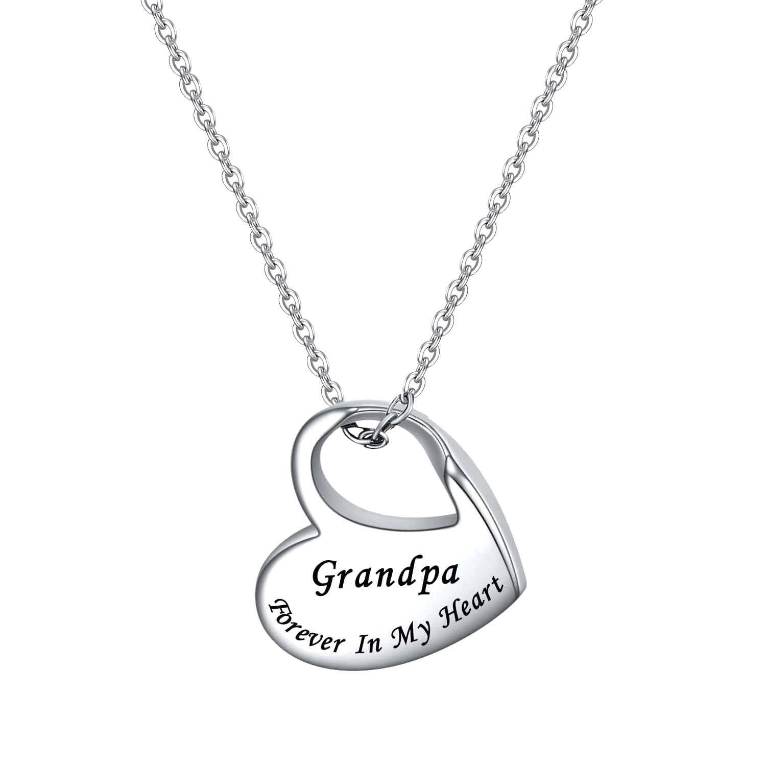 YOTHIWAD Heart Urn Necklace for Ashes Cremation Jewelry Forever in My Heart Engraved Stainless Steel Keepsake Waterproof Memorial Pendant for loved One with Filling Kit(Grandpa)