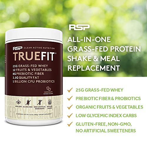 RSP TrueFit - Grass Fed Lean Meal Replacement Protein Shake, All Natural Whey Protein Powder with Fiber & Probiotics, Non-GMO, Gluten-Free & No Artificial Sweeteners, 2LB (Unflavored) - Thumbnail 3