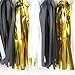 SUNBEAUTY 15PCS Black White Gold Mixed Colors Tissue Paper Tassels Garland Bunting for Party Wedding Pom Poms Decoration
