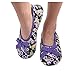 Snoozies Womens Corduroy Floral Ballet Non-Skid Slipper Socks - Lavender, Large
