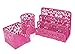 EasyPAG Carved Hollow Flower Pattern 3 in 1 Desk Organizer Set (Pink)