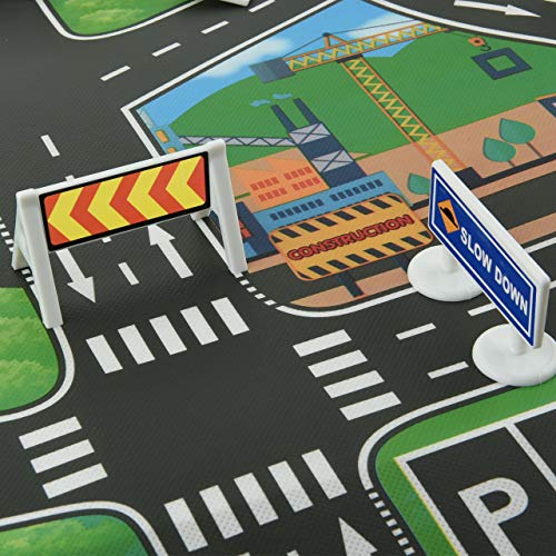 Bluecell Traffic Signs Play Set Road Traffic Game Set, 18 Pieces Small Street Traffic Signs with Street Play Mat, Kids Traffic Knowledge Learning Toys - Thumbnail 5