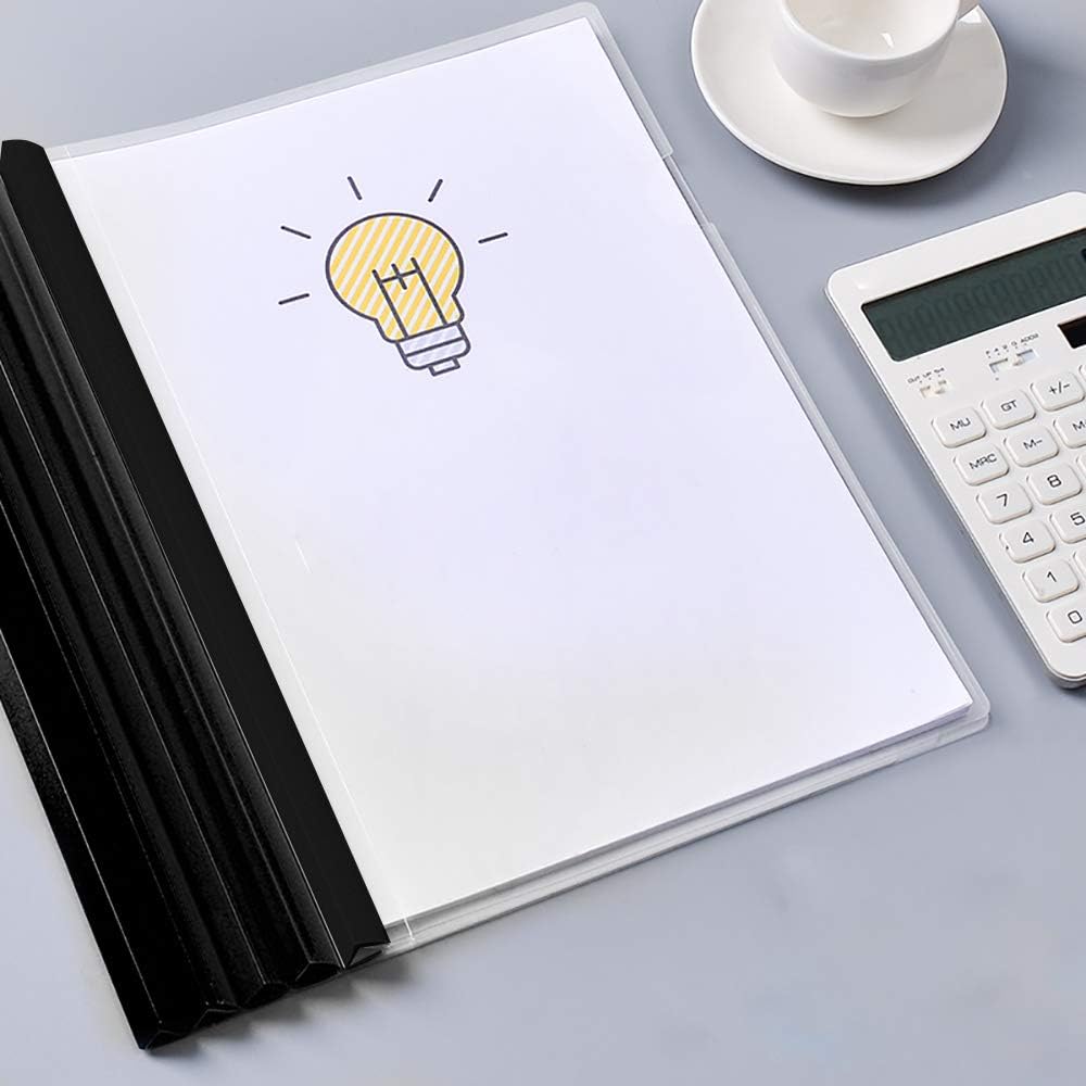 YG_Oline 48 Pcs Black Slide Grip Binding Bars, Spine Bars for School Office Report Covers File Holder, A4 Size, 40 Sheets Capacity, 12 Inch : Office Products