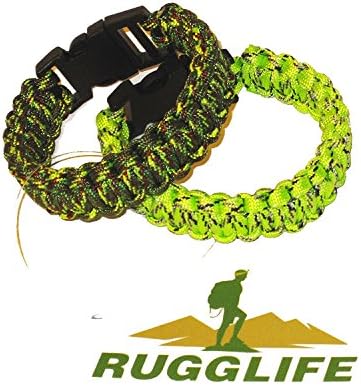RUGGLIFE Paracord Survival Bracelet 550 Parachute Cord (Jungle Camo Pack, 7-8 Inch Wrist)