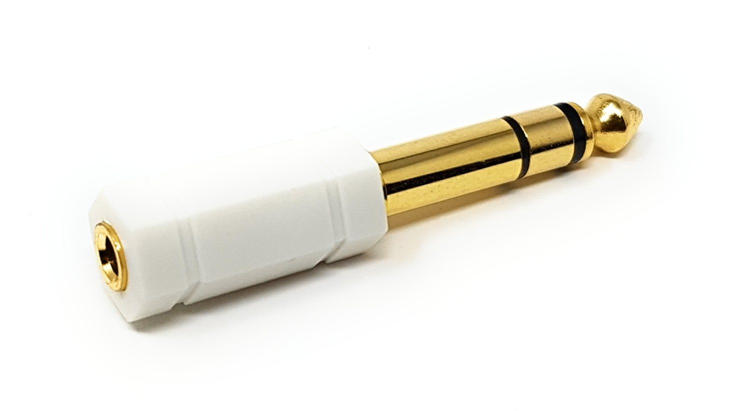 Maincore White 6.35mm Stereo Jack Plug to 3.5mm Stereo Jack Socket Aux Headphone Adapter Converter Extension/Extender/Pro Music Studio & Home Audio Adaptor/Gold Contacts