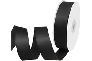 Isaspire 1" Width x 50 Yards Satin Fabric Ribbon, Black Ribbon Perfect for DIY Bows, Swags, Gift Wrapping, Craft, Flower Bouquet，Christmas and Halloween Party Decoration