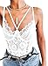 Women's Sexy Eyelash Lace Bodysuit Naughty One Piece Teddy, White, Size Small