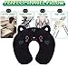 H HOMEWINS Travel Pillow for Kids,Cute Animal Neck Pillow for Boys Girls,Soft Neck Head Chin Support Pillow,Travel Accessories for Airplane, Car, Train,Recline (Black cat)