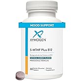 XYMOGEN 5-MTHF Plus B12 - Biologically Active Folate + Methyl B12 (Methylcobalamin) to Support Methylation and Nervous System Health - Great-Tasting Cherry Flavor (60 Quick-Dissolve Tablets)