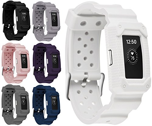 Moretek Fitness Wristband Smart Watch Replacement Bracelet Strap Band for Fitbit Charge 2 Tracker (White)