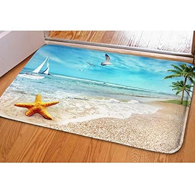 HUGS IDEA Starfish Sea Style Decorative Doormat Entrance Mat Floor Rug for Living Room Bathroom Kitchen with Anti-Slip… 51lsQaRd0qL