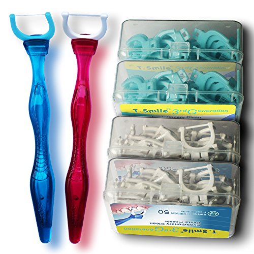 T.Smile 3rd Generation Dental Flosser 1 Handle + 50 Soft Silky Ribbon