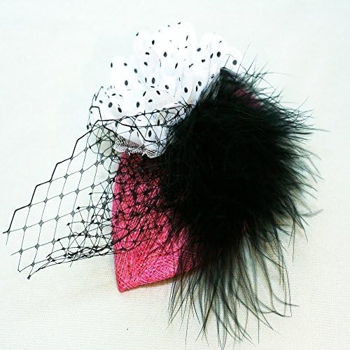 Hot Pink Black Feather Facinator Party Hat