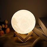 Moon lamp - Lampwin 5.9 Inch USB Rechargeable Dimmable LED 3D Full Moon Light Lantern, Touch Switch Warm / Cool White Crescent Enchanting Moon Night Light for Baby Nursery Kids Bedroom Home Decor Gift