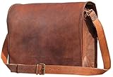 PhoenixCraft Leather Full Flap Messenger Handmade Bag Laptop Bag Satchel Bag Padded Messenger Bag School Bag 15X11X4 Inches Brown Christmas gifts