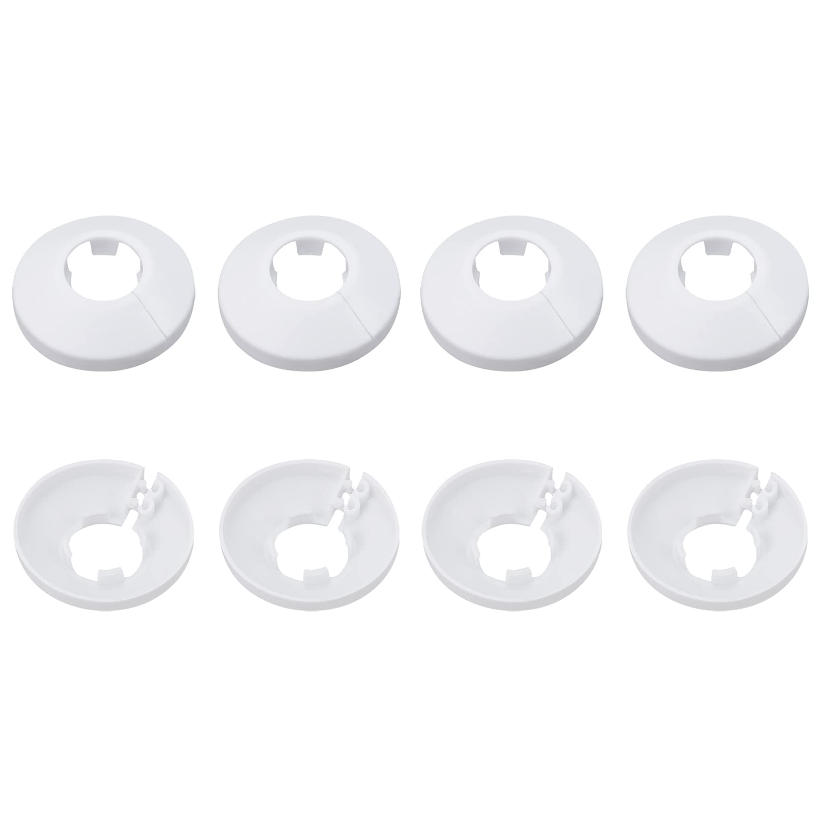 DTGN 49x13mm(DxT) Pipe Cover Decoration - 8Pack - Good for Bathroom Kitchen 20mm Dia Pipe - PP Plastic Escutcheon - White