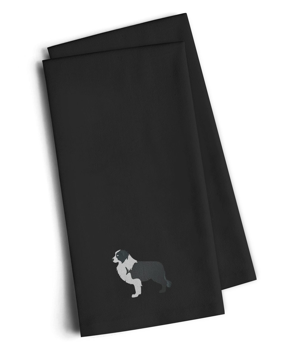Caroline's Treasures BB3423BKTWE Border Collie Black Embroidered Kitchen Towel Set of 2, Fabric, Multicolor