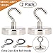 EVISWIY Strong Fishing Magnets Neodymium Rare Earth 180 LBS for Treasure Hunting Retrieving Salvage with 2 PCS Cup Hooks Dia. 48MM 1.89
