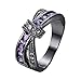 Bamos Jewelry Womens Purple ZC Stone Promise Gift Rings Lab for Engagement Wedding Criss Cross Black Gold Plated Ring for Her Size 5-10