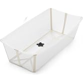 Stokke Flexi Bath X-Large Baby Bathtub - 31.5 x 15.7 x 9.4 in, Sandy Beige | Best for Infants &amp; Toddlers - Lightweight, Foldable &amp; Easy to Store - Convenient to Use for Travel or at Home