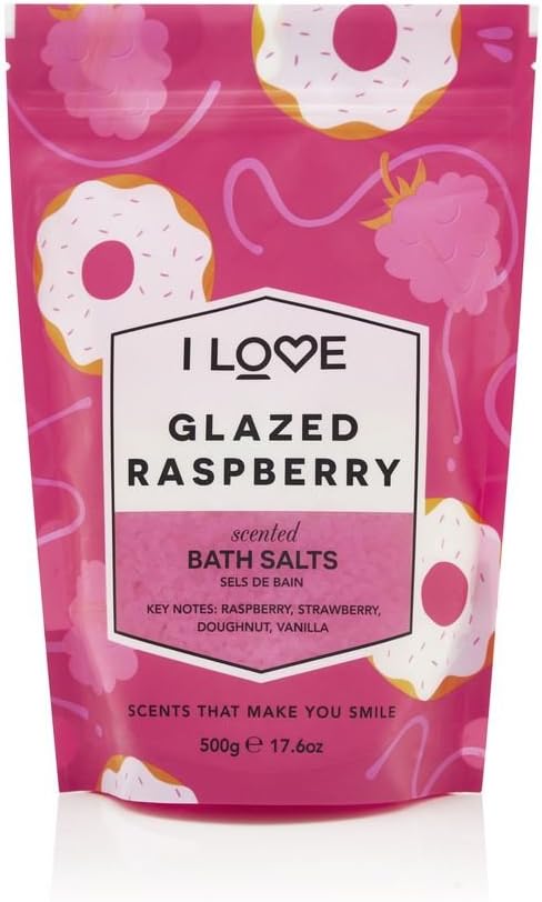 I Love Signature Glazed Raspberry Scented Bath Salts, with 99% Naturally Derived Ingredients