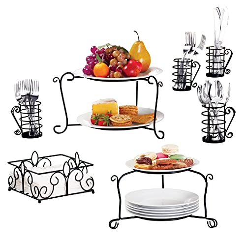 Collections Etc Buffet Organizer with Scroll Design, 7Piece Set for