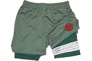 ZIYTEX Beach Shorts, Men's Fun Anime Series Shorts,Fitness Gears Anime Loose Fit Drawstring Short Pant for Men