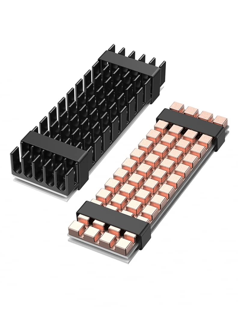 Graugear 2 x M.2 SSD cooler kit, passive, dual heat sink for M.2 SSD (2280), 1 x copper (3 mm) + 1 x aluminium (10 mm), incl. Thermal pads, G-M2HS02