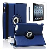 Zeox New iPad 9.7 inch 2017 / iPad Air Case - 360 Degree Rotating PU Leather Stand Protective Cover with Smart Auto Wake/Sleep for Apple New iPad 9.7 inch 2017/ iPad Air, Navy Blue