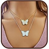 Butterfly Necklace 925 Sterling Silver/Mother of Pearl/Layering Necklace/Gift for Her/Solid Silver