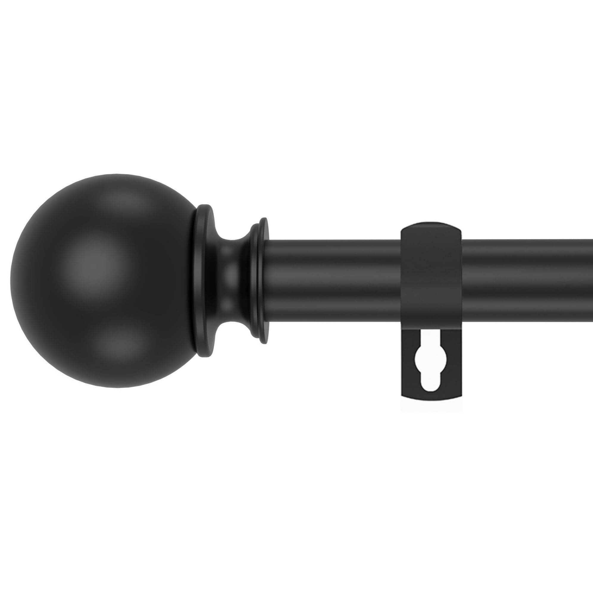 Widyana Curtain Poles for Windows 70 to 190cm, Black Stainless Steel Curtain Rod with Round Finials, Extendable Curtain Poles for Eyelet Curtains Includes Brackets & Fittings Set