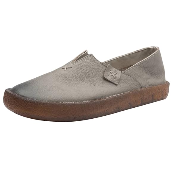 Vogstyle Damen Retro Leder Atmungsaktiv Flach Weich Schuhe
