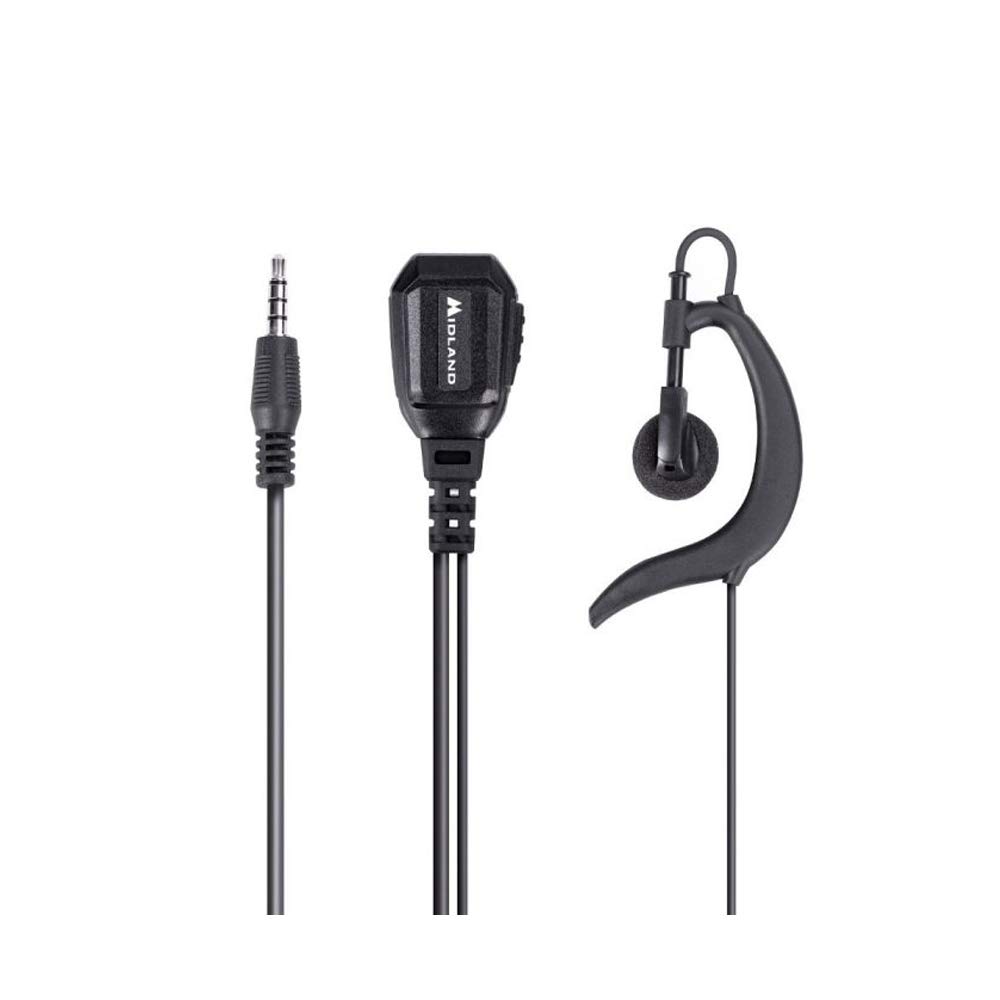 Midland - Headset with Microphone 1pin MA24, Superior Comfort, Silicone Arch Design, External Earpiece, Compatible with Midland 777 PRO Radios and Walkie Talkies, 3.5mm, Adjustable, Black