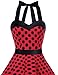 DRESSTELLS Women 50s Dress Vintage Cocktail Halter Dresses 1950s Rockabilly Audrey Hepburn Dress for Prom Bridesmaid Party Homecoming Red Black Dot L