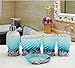 Ocean Blue Nautical Seashells Bathroom Accessories Set, Beach Bathroom Accessories Set Collection with Soap Dispenser Pump, Toothbrush Holder, Tumbler for Bathroom Vanities for Bathroom, Kitchen