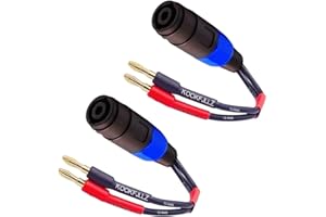 KOOKFJLLZ 4mm Banana Plug 12AWG Speaker Cable to Speakon Female Connector, Speaker Adapter for Stage Monitors, House Speaker, subwoofers, Power Amplifier(2-Packs)