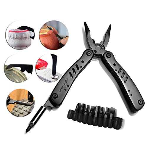 Rose Kuli Multitool Knife Pliers 12 in 1 Portable Pocket Multifunctional Multi Tools with Folding Saw Wire Cutter Mini Screwdrivers Set For Outdoor Camping Survival
