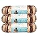 Caron (3 Pack Simply Soft 100% Acrylic Soft Coffee Latte Brown Beige Yarn for Knitting Crocheting Medium #4