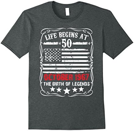 Mens Life Begins At 50 Birthday Legends Gift T-Shirt XL Dark Heather