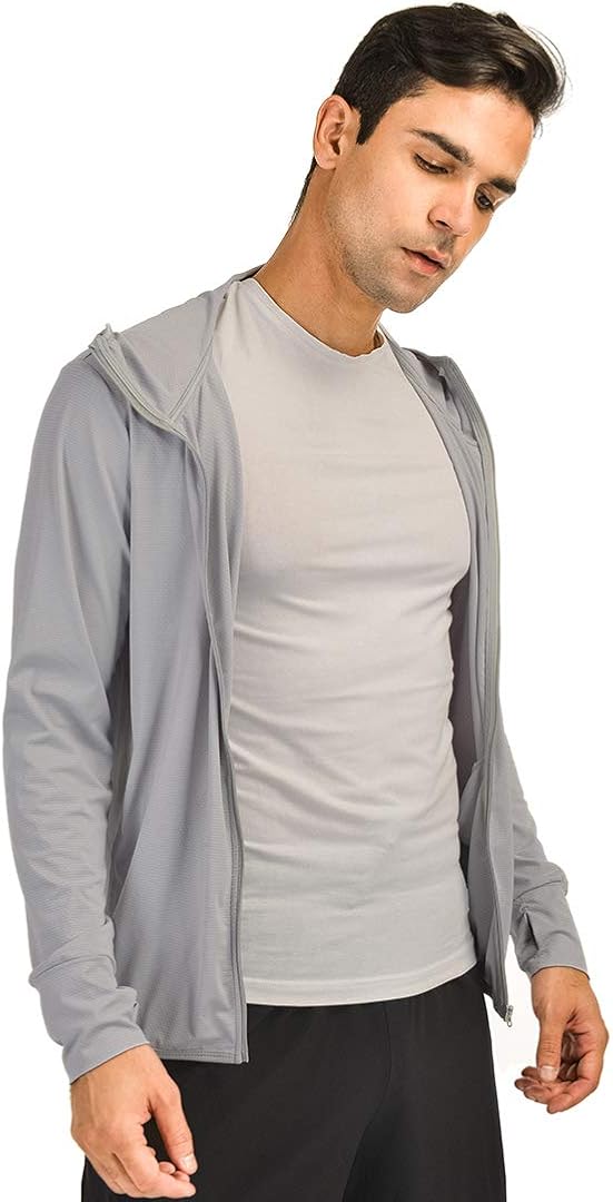 qualidyne Men’s UV Sun Protection Hoodie Zip-up Long Sleeve Hiking Jacket Outdoor UPF 50+ Performance Running Fishing Shirt: Clothing