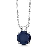 Gem Stone King 14K White Gold Blue Sapphire Pendant Necklace for Women | 1.10 Cttw | Gemstone September Birthstone | Round 6MM | With 18 Inch Chain