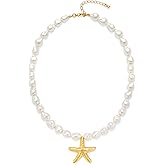 WOWORAMA Gold Necklace for Women Boho Spiral Conch Shell Necklace Starfish Necklace Vintage Ocean Sea Shell Choker Pendant Necklace Adjustable Summer Beach Jewelry