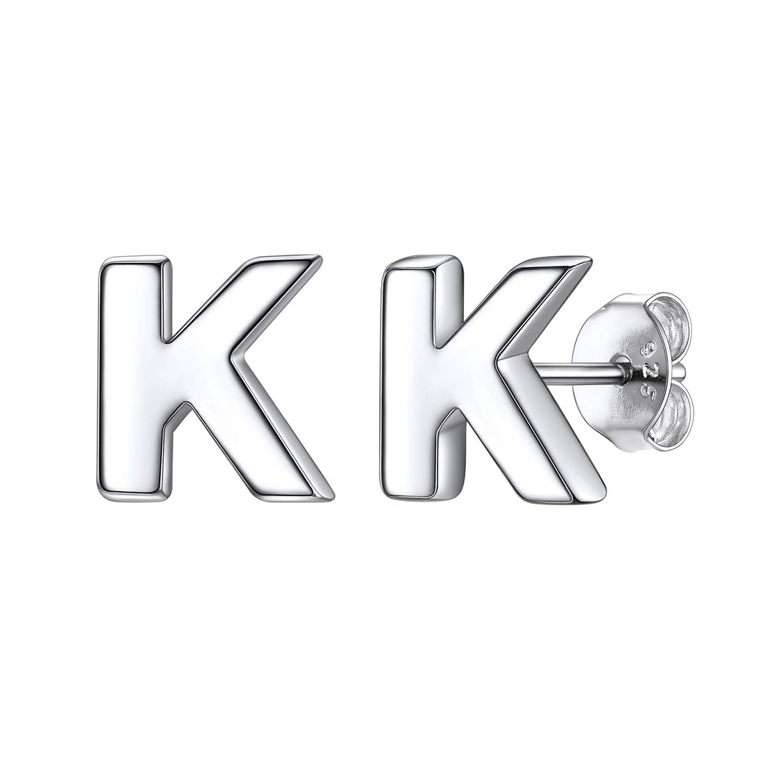 ChicSilver Tiny Initial K Letter Stud Earrings Sterling Silver Minimalist Jewelry for Women — image 1